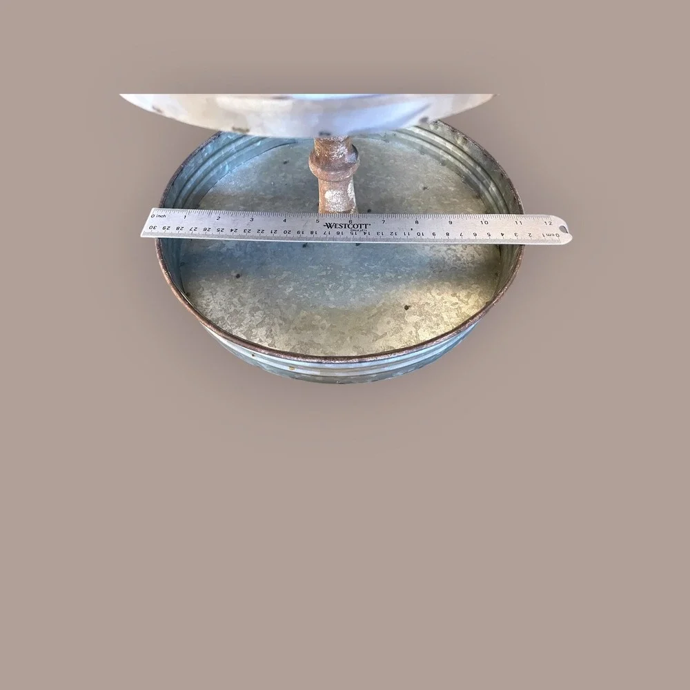 2-Tier‎ Serving Stand Home OS Silver Excellent Farmhouse Galvanized Metal